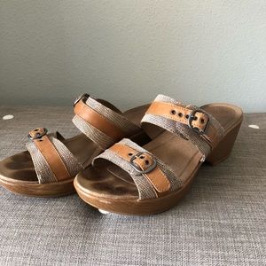Dansko leather upper slip on sandals